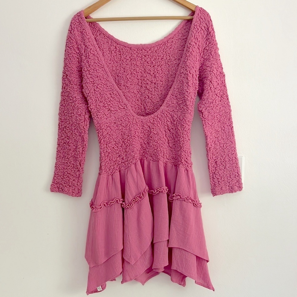 Free People What A Time Drop-Waist Mini Dress NWT Pink - Picture 9 of 16